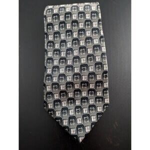 Pierre Cardin Silk Tie Necktie USA Made 59" Gray Black Geometric‎
